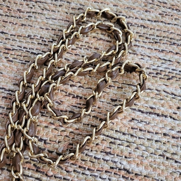 SUEDE Quilted Purse with Gold Chain Strap - Picture 3 of 6